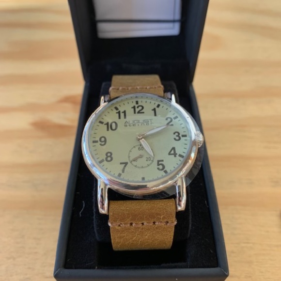 August Steiner Champagne Dial Brown Leather Ladies Watc - Picture 1 of 13